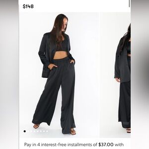 Show Me Your Mumu Irwin Pants - Black Luxe Satin